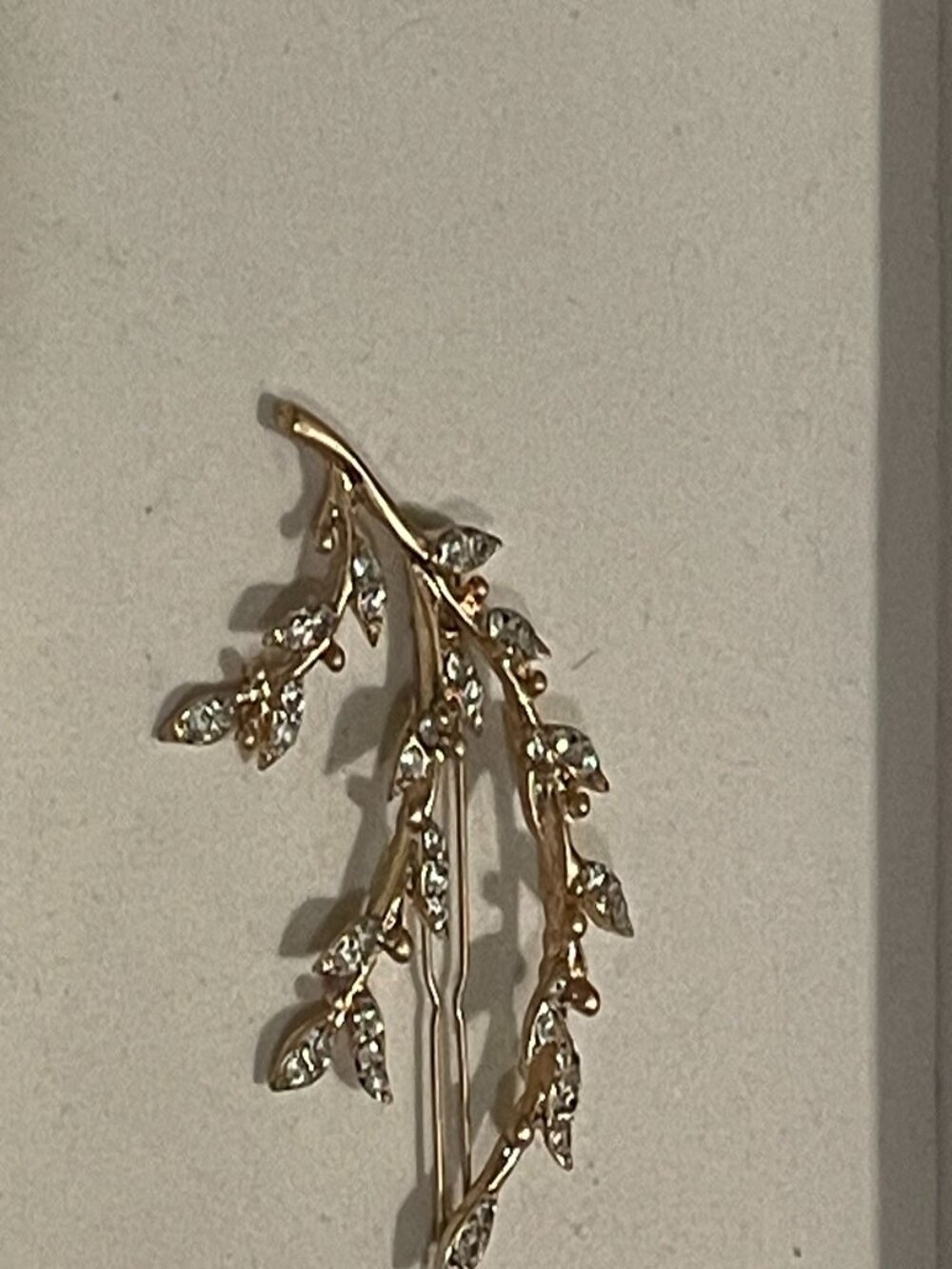 "NWOT Macy's INC International Concepts Gold Rhinestone Leaf Branch Hair Clip Bo
